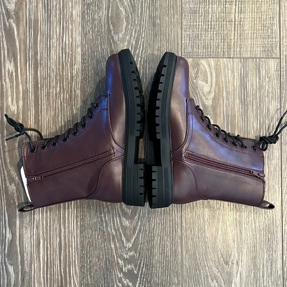 Burgundy Combat Boots - Picture 6 of 8